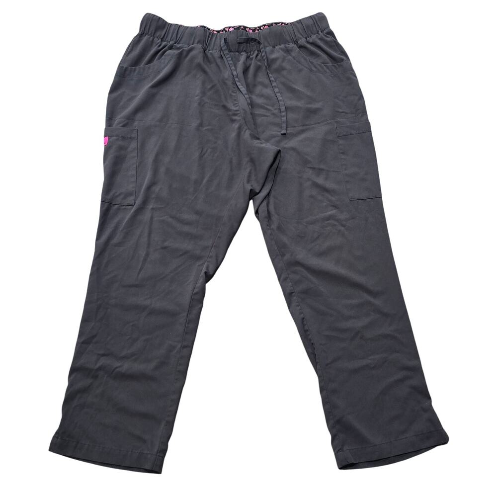 Betsey Johnson Solid Gray Scrub Bottoms Multi Pocket Super Pants